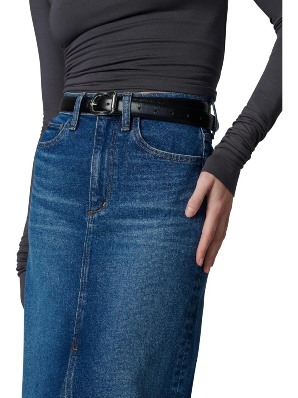 Joe's Women's The Eva High Rise Maxi Denim Skirt with Front Slit - Picture 4 of 8